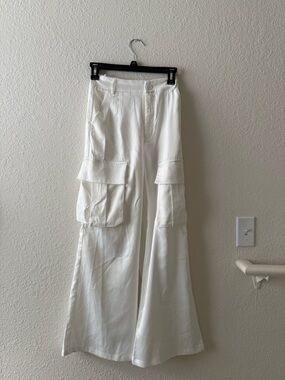Cider White Wide-Leg Cargo Trousers